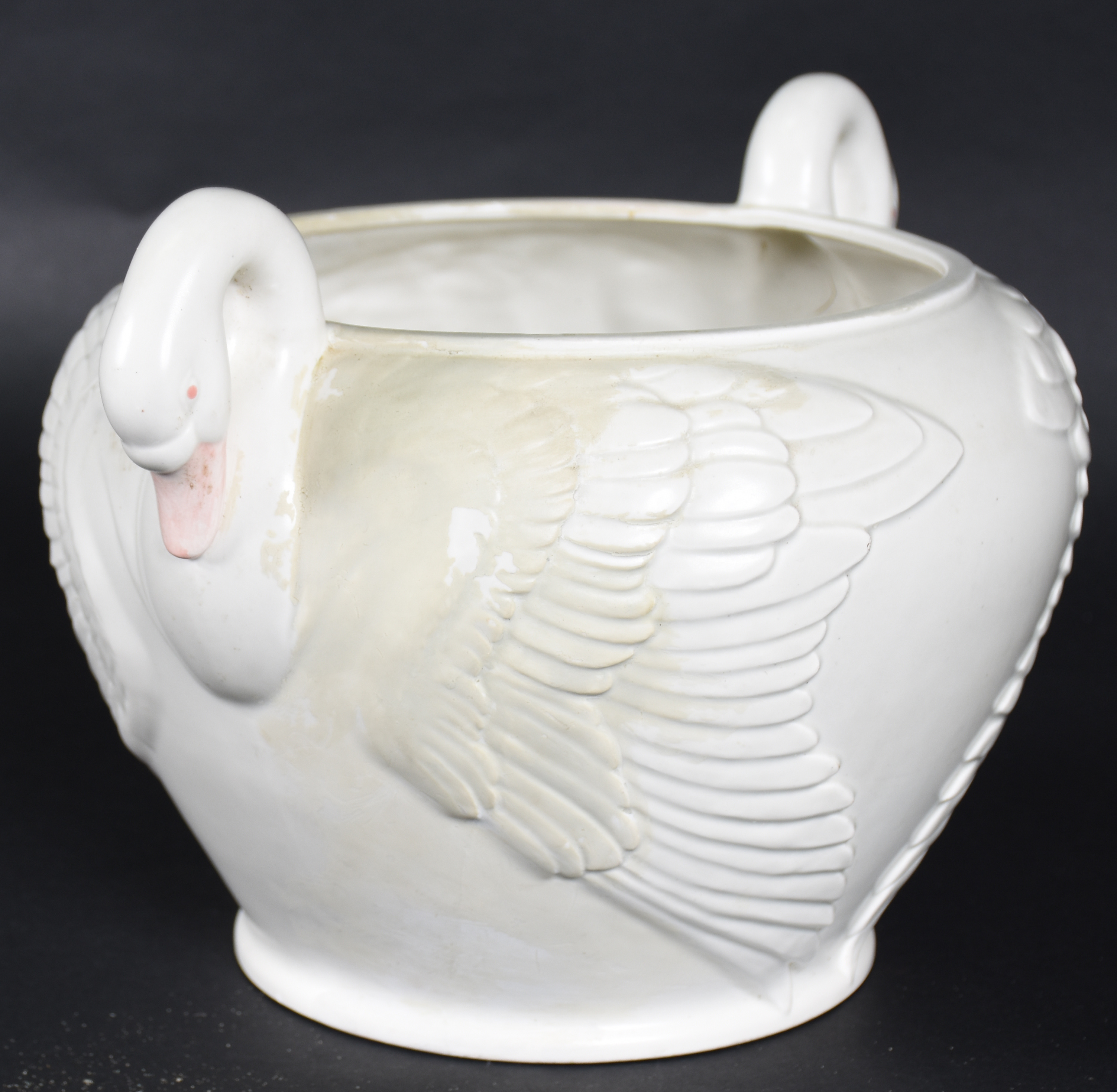 Cachepot de cerâmica japonesa anos 40 decorado com patos em relevo. - foto 3 de 4