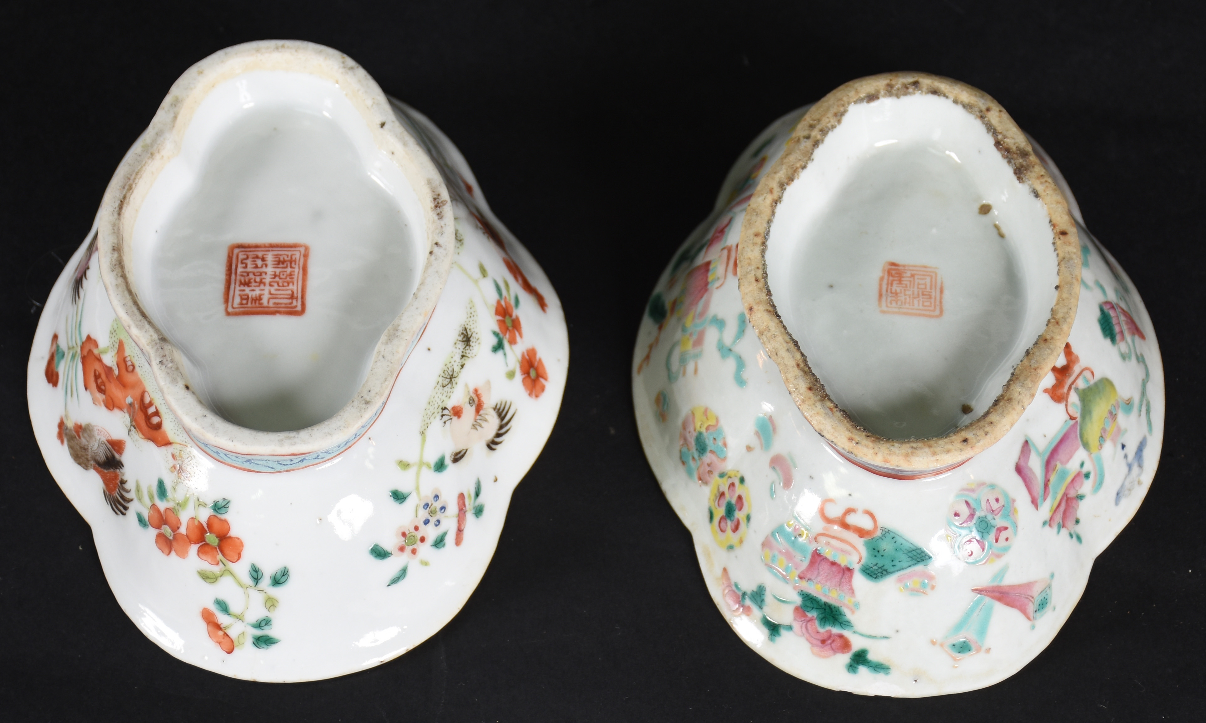 Par de covilhetes de porcelana Companhia das Índias ( fio de cabelo ) - foto 3 de 3
