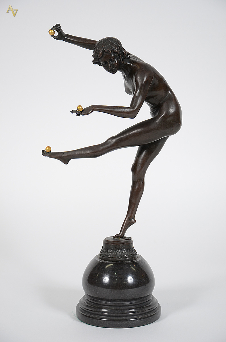 COLINET - Escultura Art DECO em bronze representando figura feminina... - foto 1 de 6