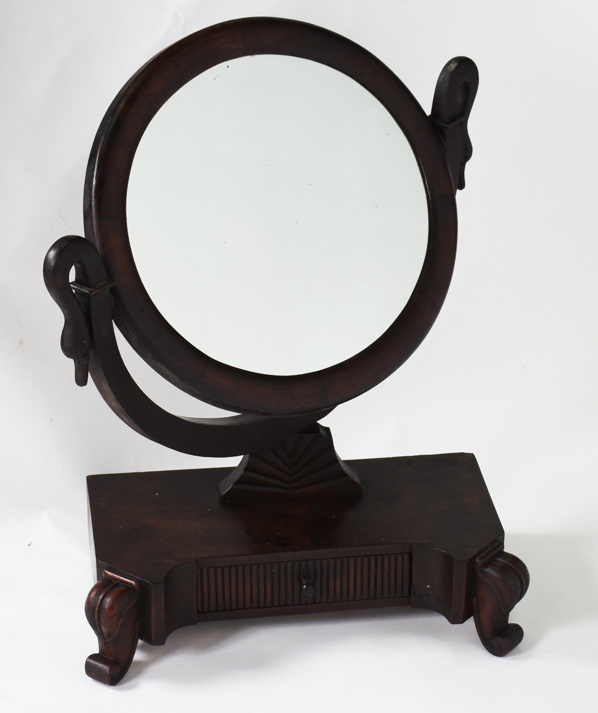 Espelho de mesa de madeira nobre, suporte na forma de "Cabeças de... - foto 2 de 3