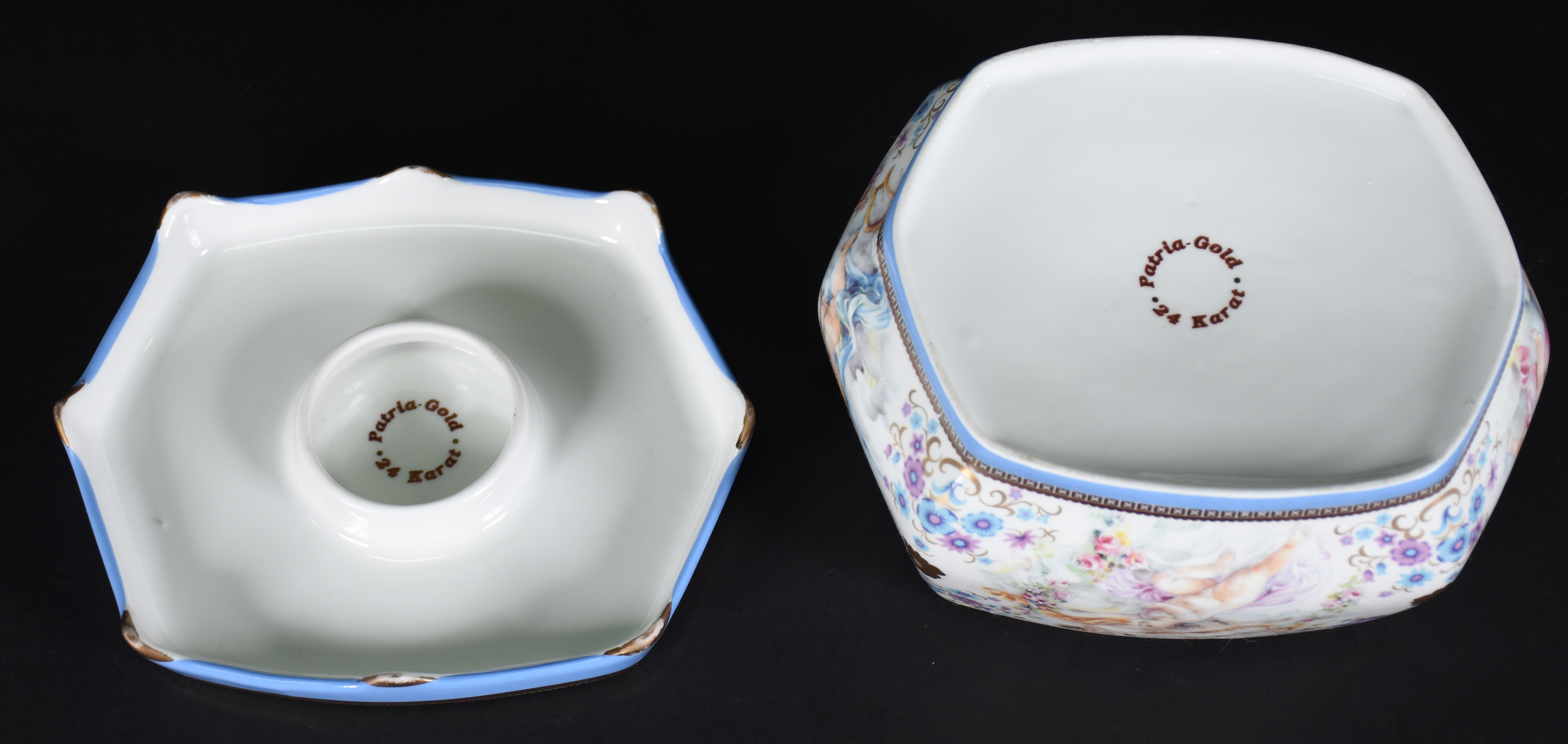 Bomboniere com presentoir de porcelana policromada decorada com... - foto 4 de 4