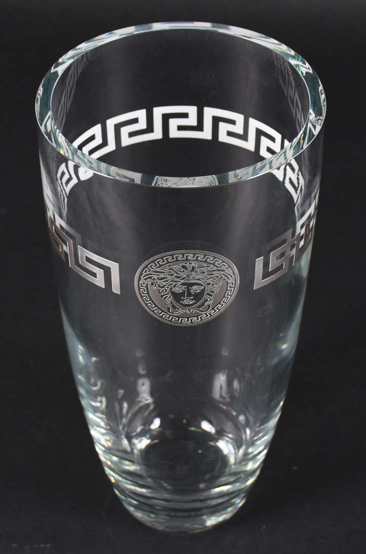 ROSENTHAL - Vaso de cristal VERSACE, com grega e medalhão prateado... - foto 2 de 5
