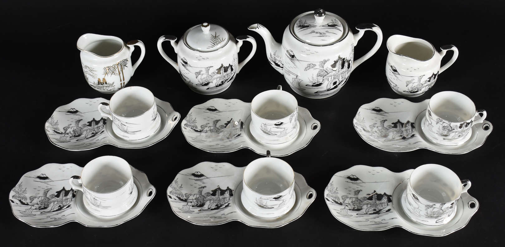 Serviço de chá de porcelana japonesa , composto de 6 xícaras... - foto 2 de 5