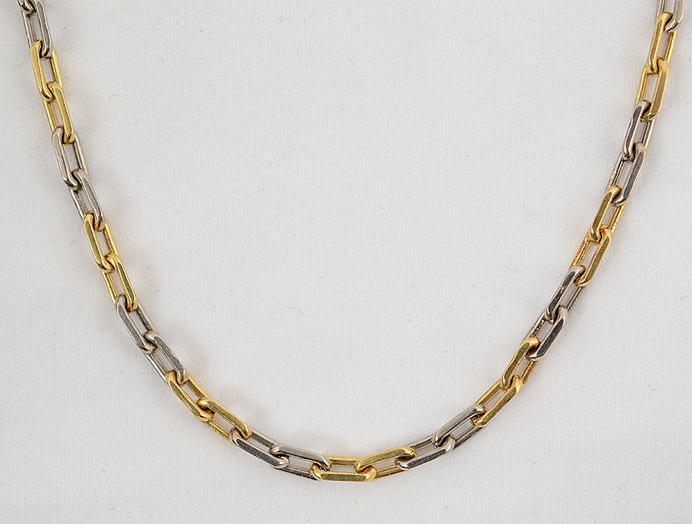 Gargantilha de ouro 18 k nas cores branco e amarelo modelo corrente... - foto 1 de 2