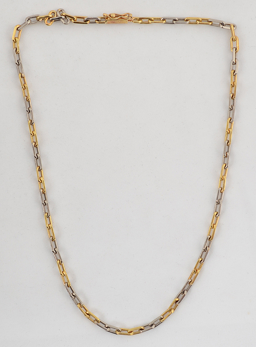 Gargantilha de ouro 18 k nas cores branco e amarelo modelo corrente... - foto 2 de 2