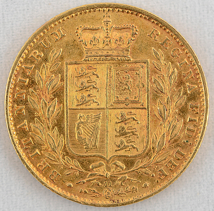 Moeda em ouro 22 K: Sterling Pound de 1866. VICTORIA. Peso total 8 g. - foto 2 de 2
