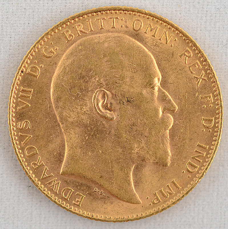 Moeda em ouro 22 K: Sterling Pound de 1907. EDWARDUS VII. Peso total... - foto 1 de 2