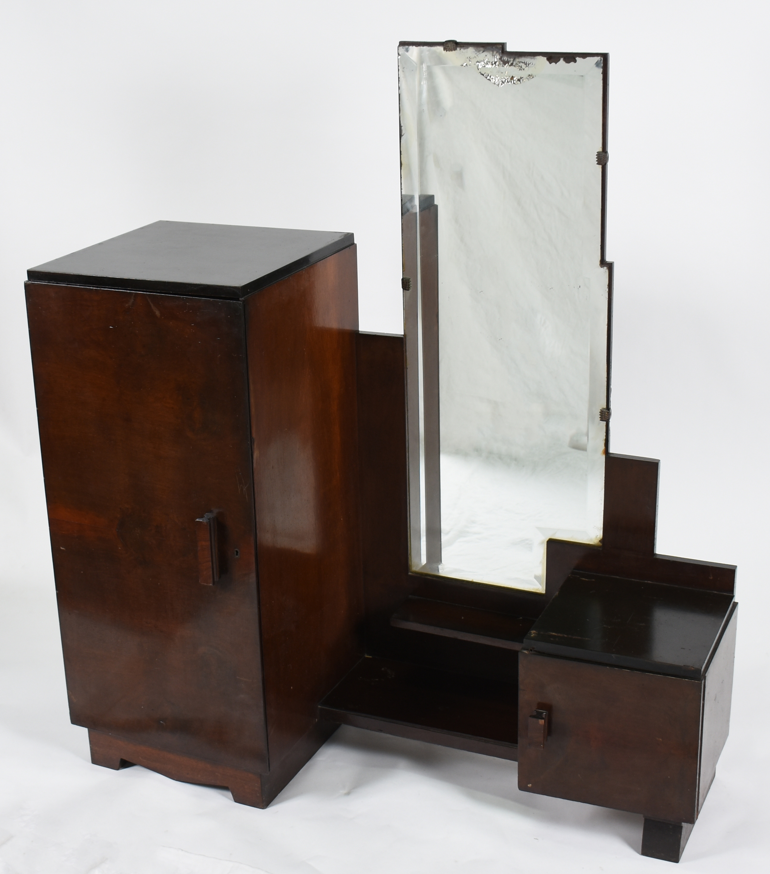Móvel penteadeira Art Deco de madeira nobre com 2 portas e espelho (... - foto 1 de 2