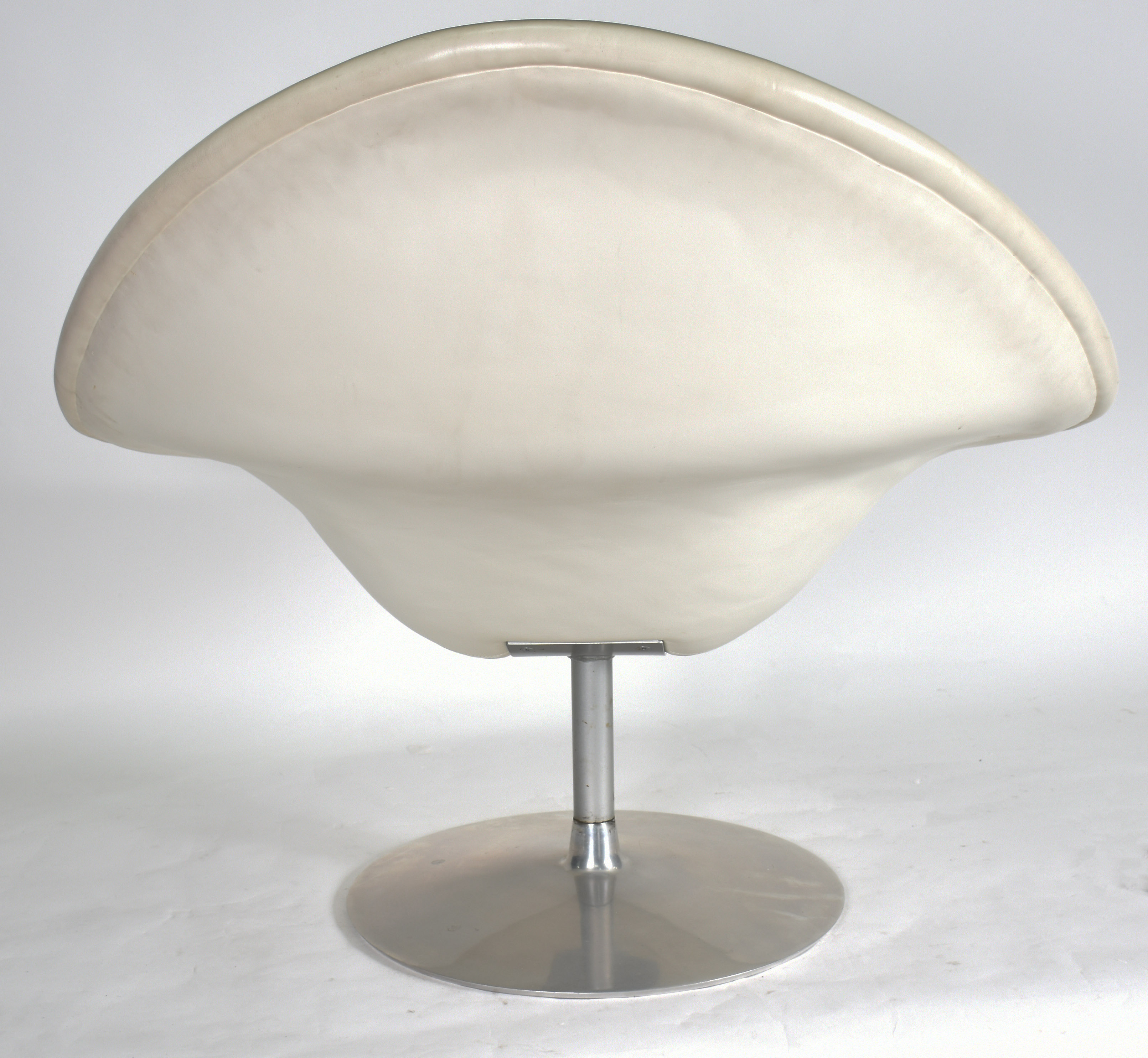 Cadeira giratória estofada de curvim Branco, base de metal... - foto 2 de 4