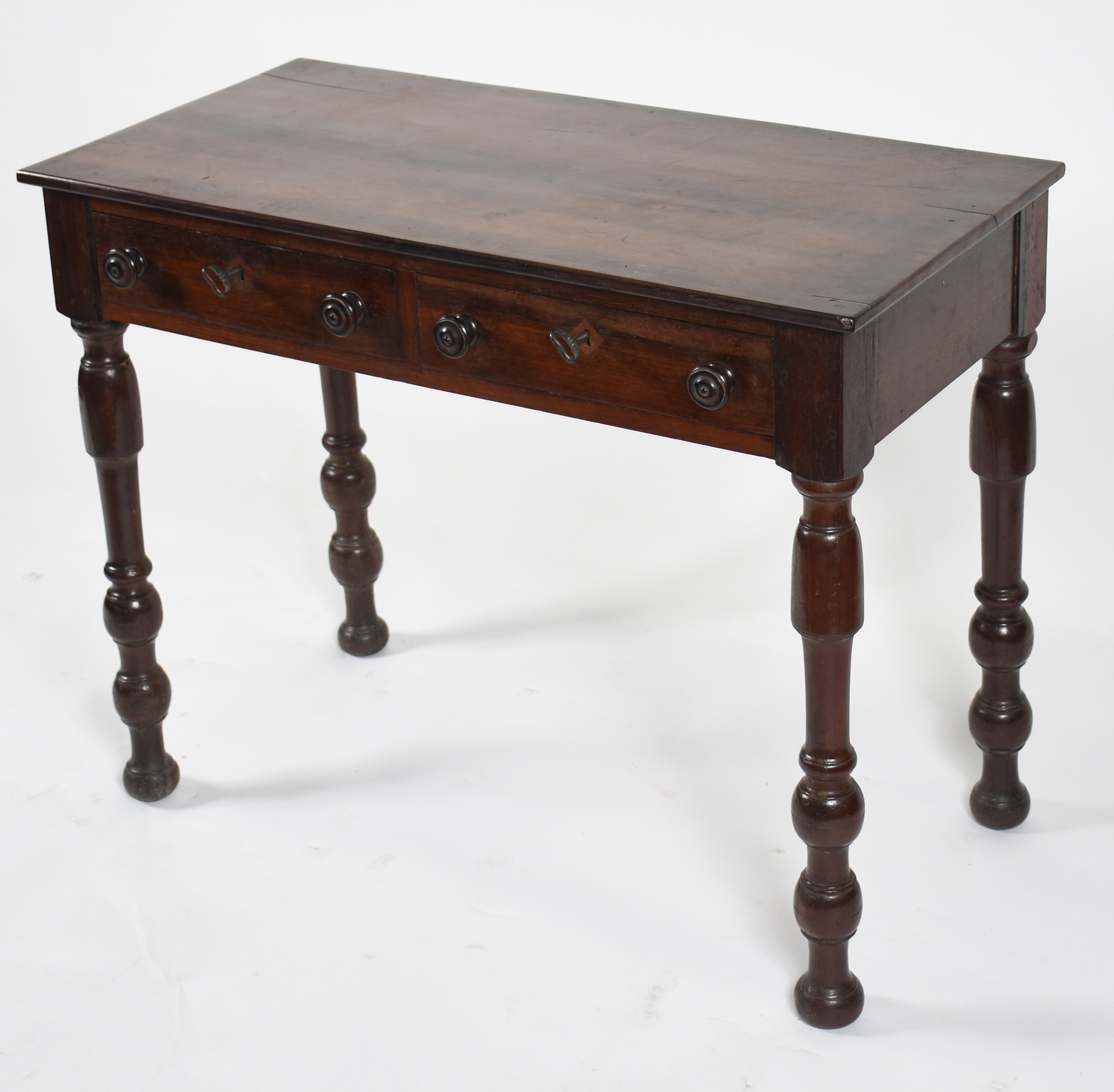 Mesa de jacarandá com 2 gavetas e pernas torneadas - foto 1 de 3