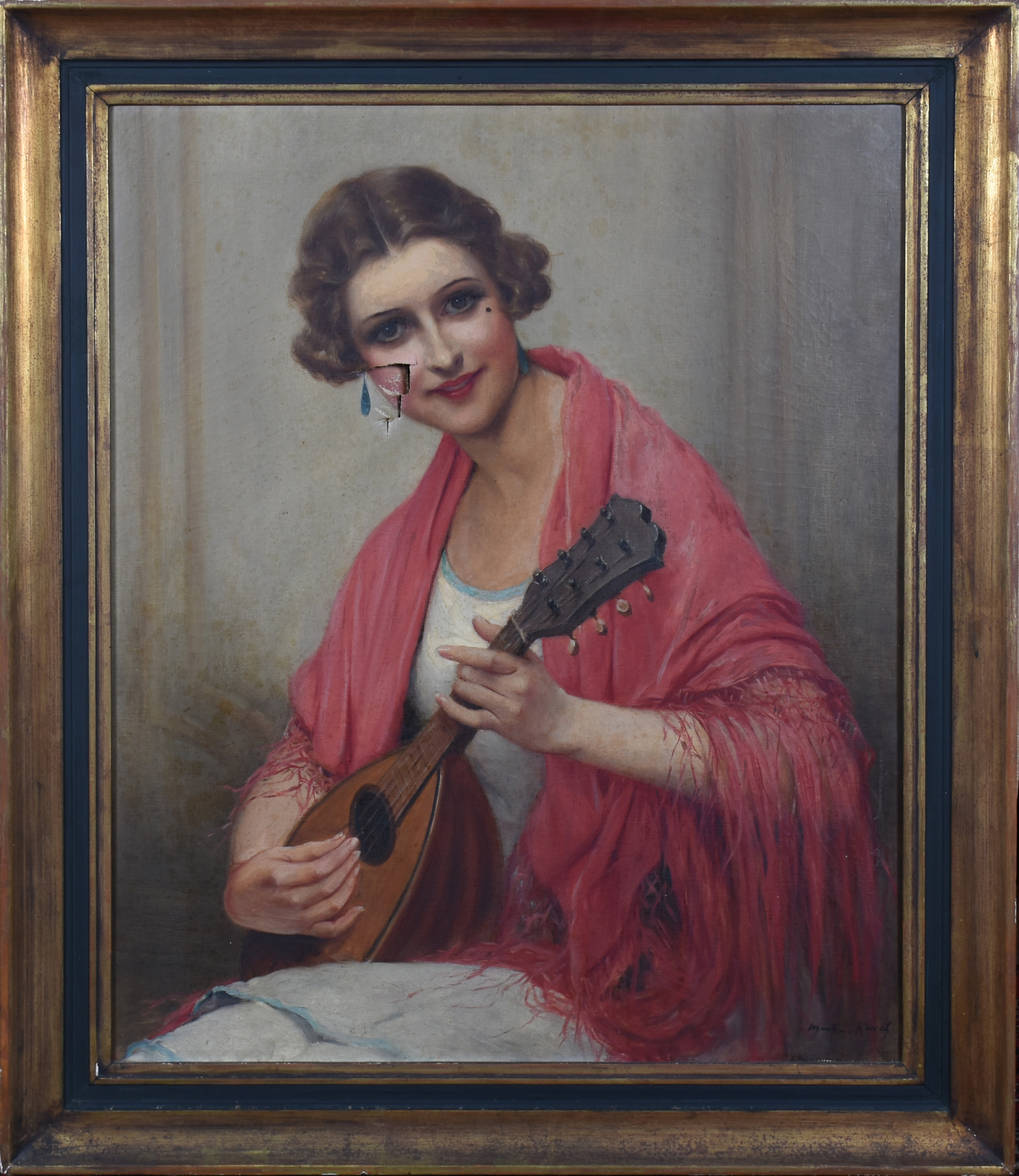 Assinatura não identificada, Mulher com instrumento musical - foto 1 de 4