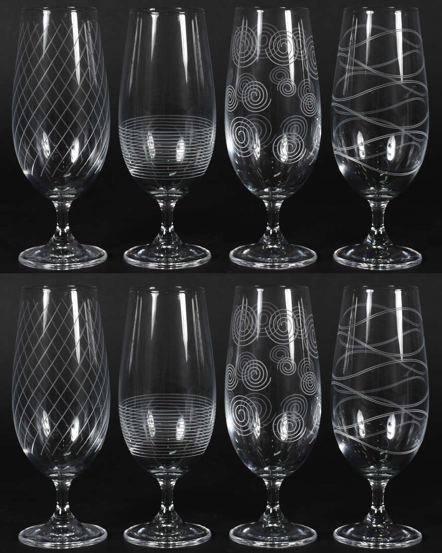 Oito taças de cristal da Bohemia decorada para cerveja 370 ml - foto 1 de 2