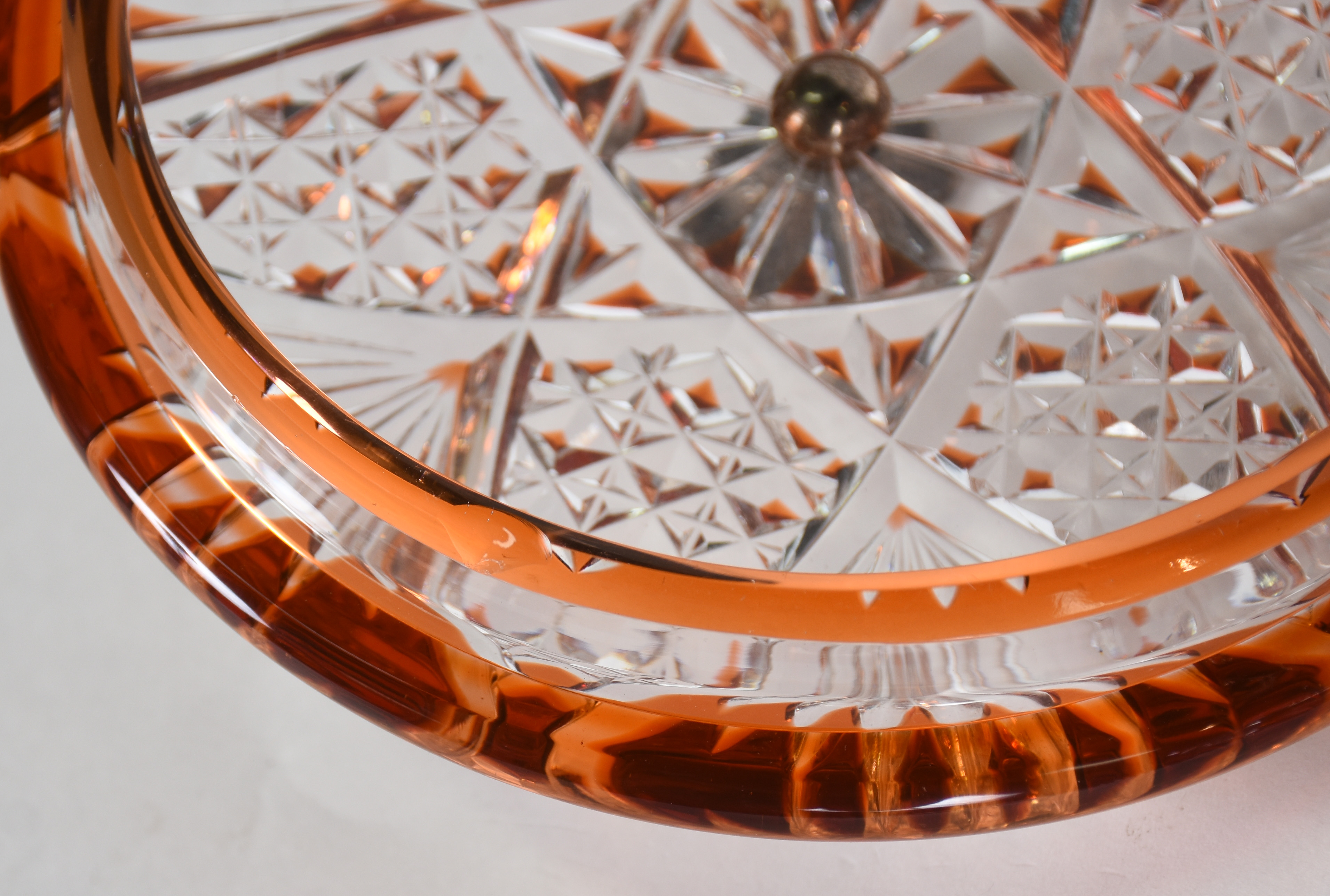 Bomboniere de cristal doublè laranja lapidado com guarnição de prata... - foto 5 de 5
