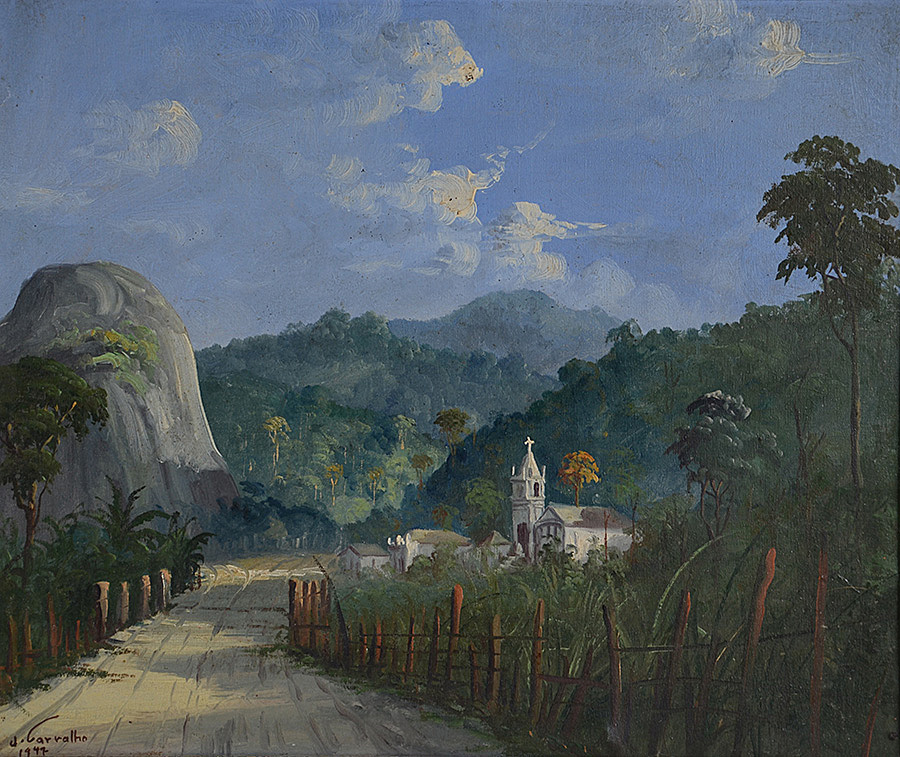 J. CARVALHO - Paisagem com igreja - ost - 46 x 54 - foto 2 de 3