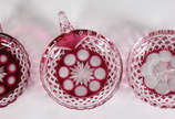 Doze taças com alças  para sorvete de cristal f... - Doze taças com alças  para sorvete de cristal frances doublé rosa ricamente lapidados.
