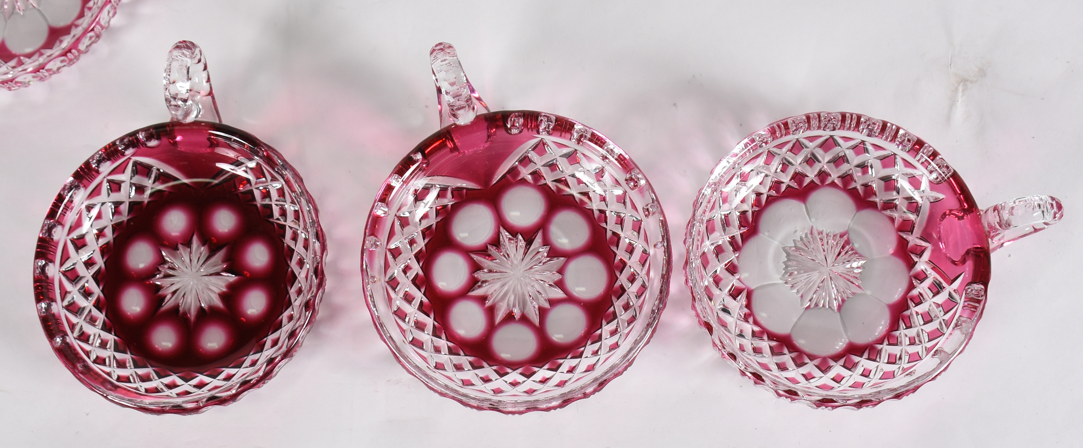 Doze taças com alças para sorvete de cristal frances doublé rosa... - foto 2 de 2