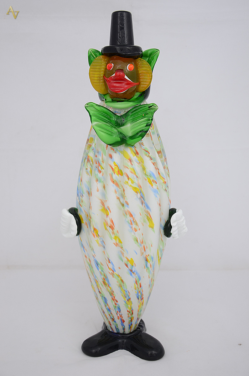 Palhaço de murano verde mesclado. Altura 39 cm. - foto 1 de 2
