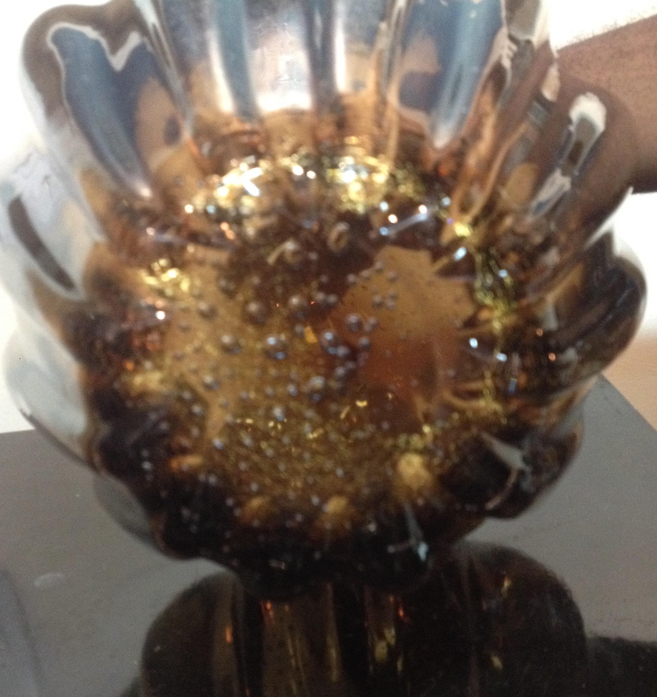 Belíssimo Vaso de Murano italiano na cor "café" com pó de ouro... - foto 3 de 3