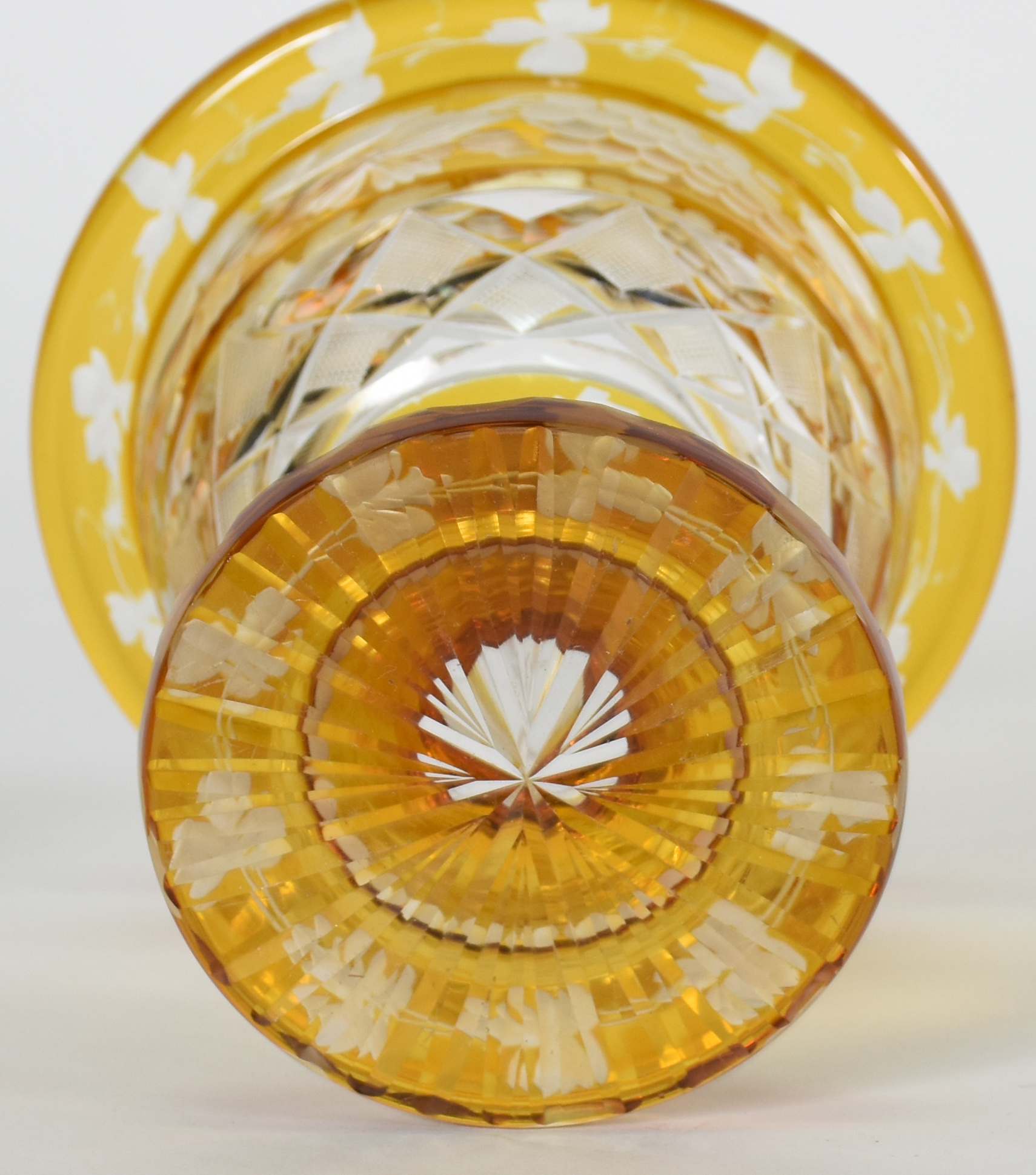 Pequena compoteira de cristal doublé âmbar lapidado. - foto 4 de 4