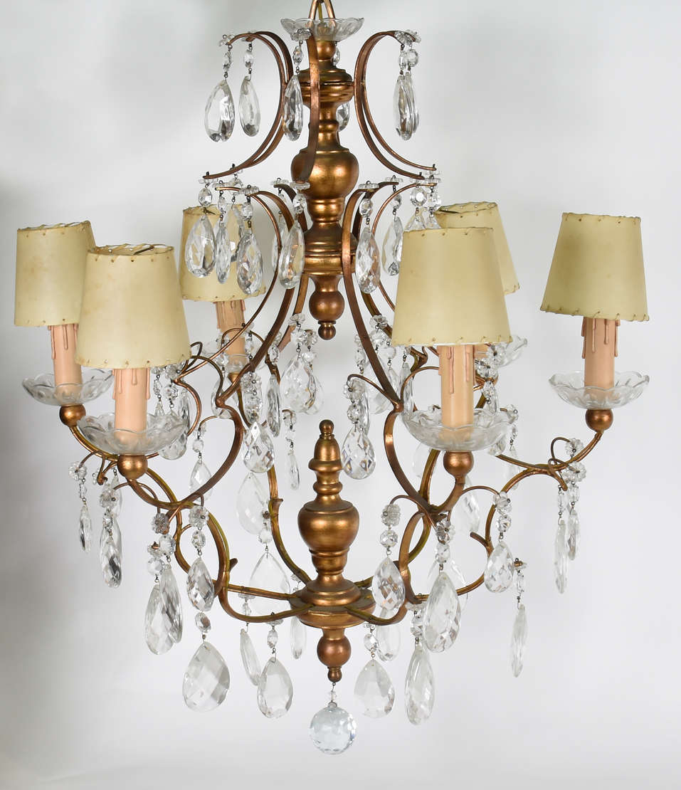 Lustre para 6 luzes, estilo Versailles, estrutura de metal dourado... - foto 2 de 2