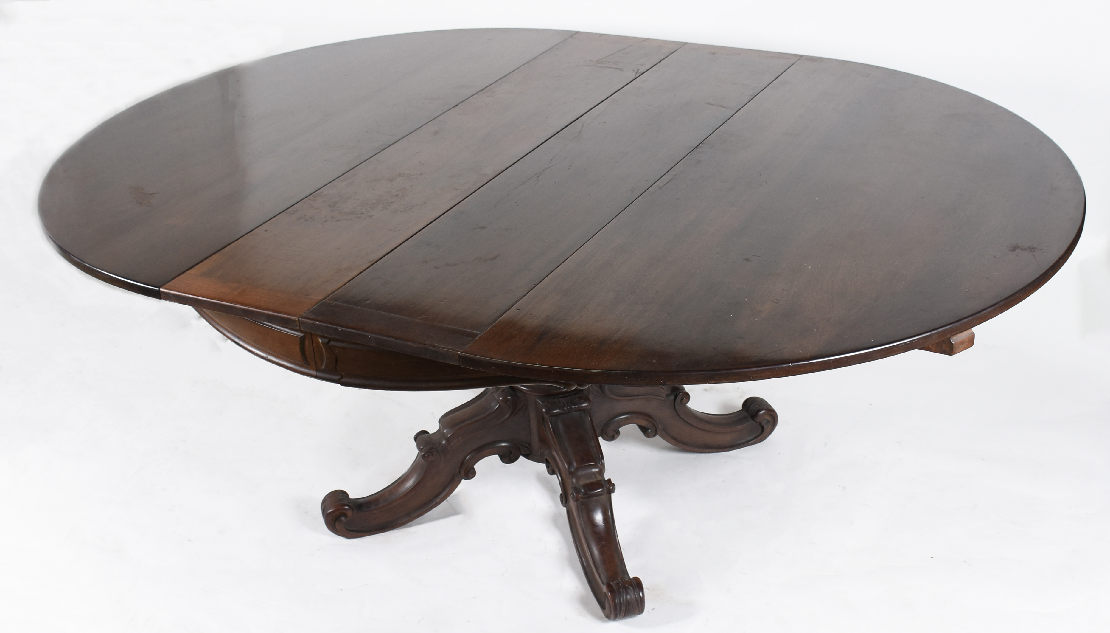 Mesa de jantar de madeira nobre, tampo redondo ( 1,40 cm fechada) com... - foto 1 de 6