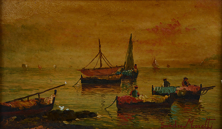 SANDRO MORETTI - "Pescatori al tramonto" - osm - 16 x 25... - foto 2 de 4