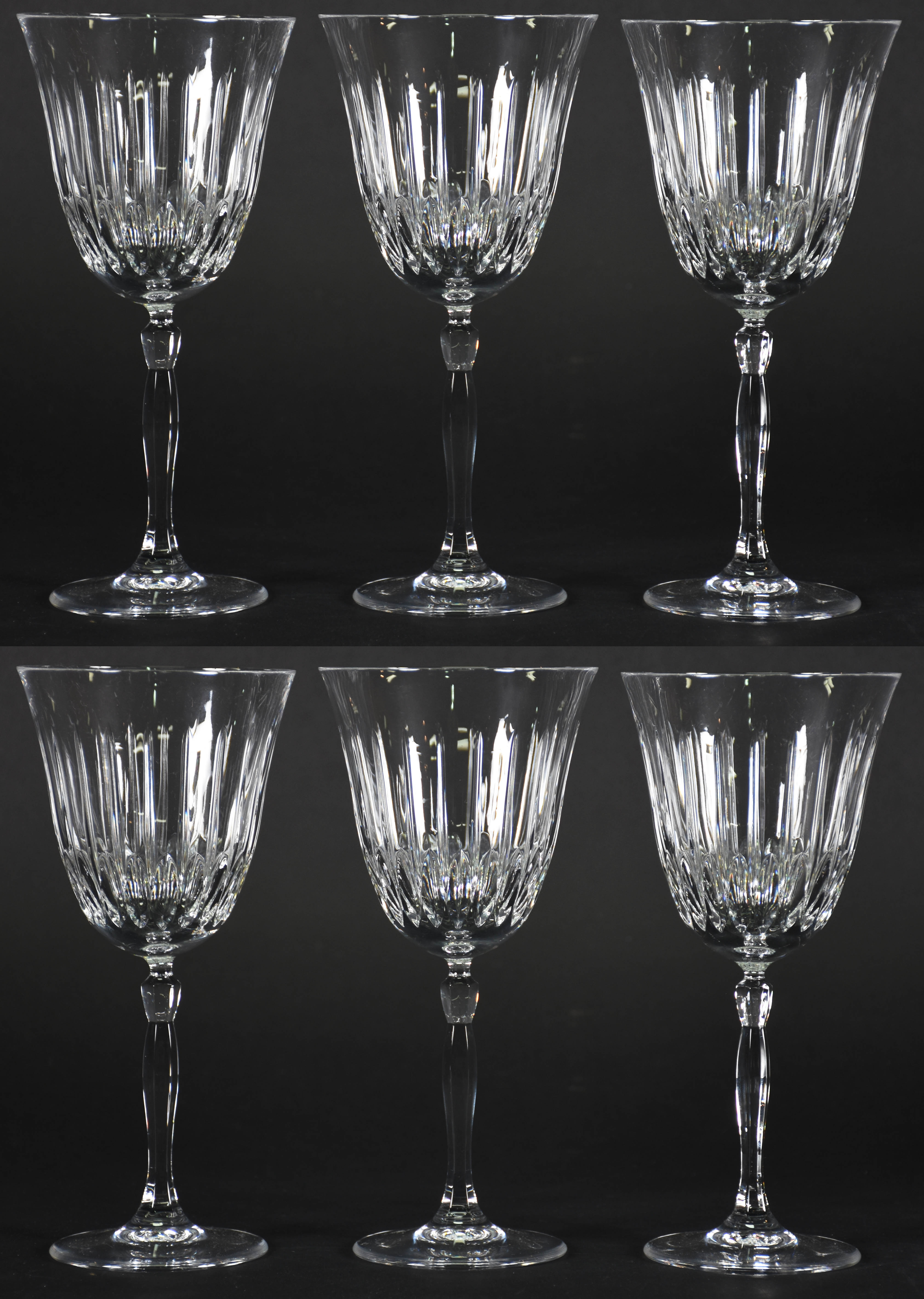 Seis taças para vinho de cristal europeu lapidado. - foto 1 de 3