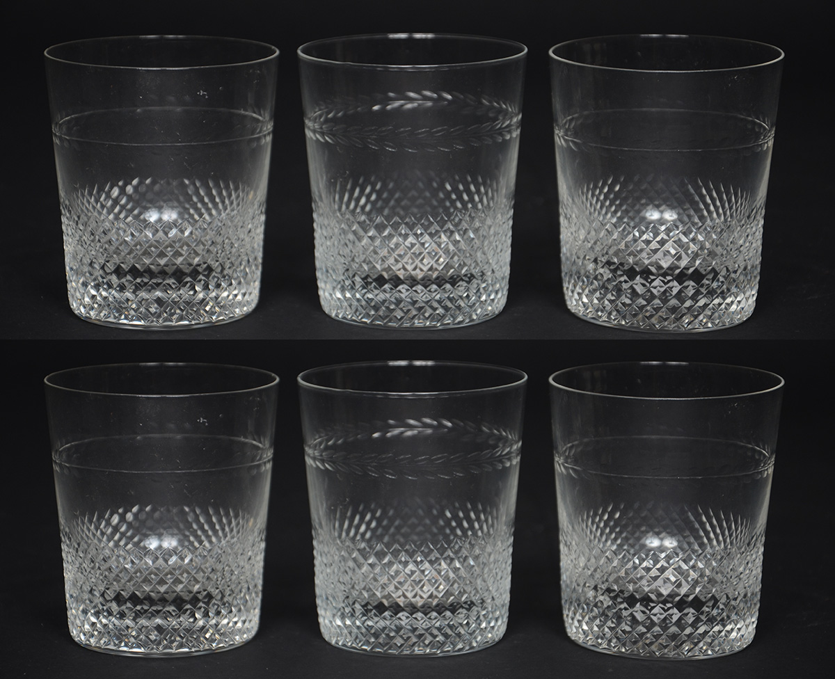 Seis copos para whisky de cristal francês lapidação bico de jaca.
