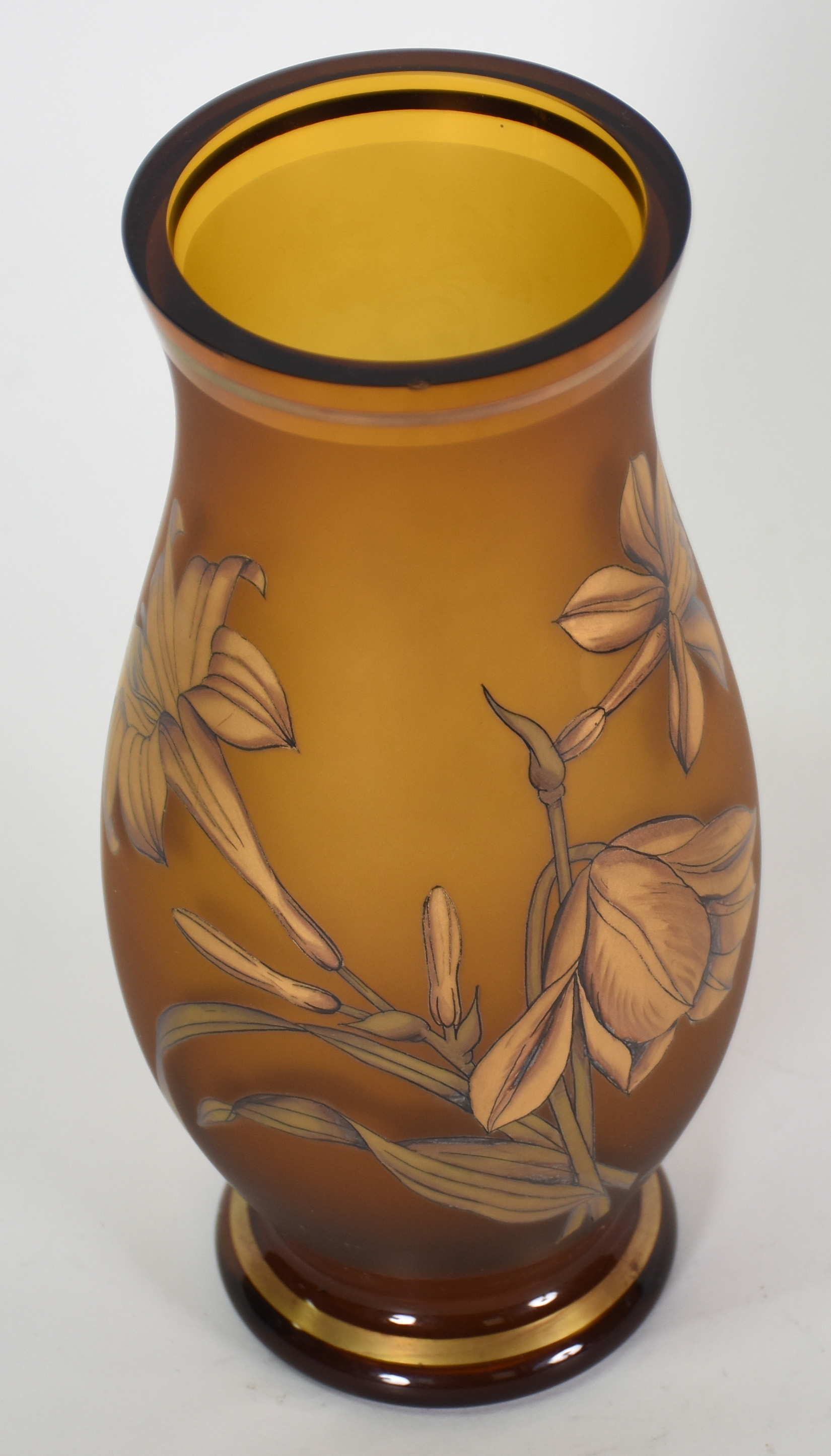 Vaso Âmbar , decorado com flores - foto 1 de 4