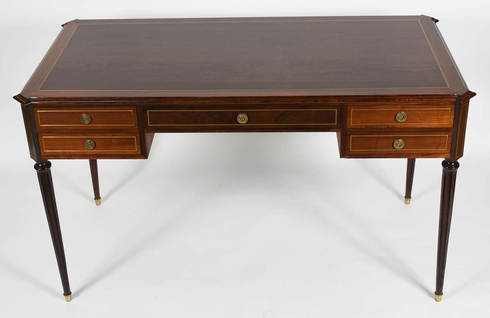Mesa de escritório de jacarandá, com 5 gavetas , estilo ingles. - foto 2 de 5