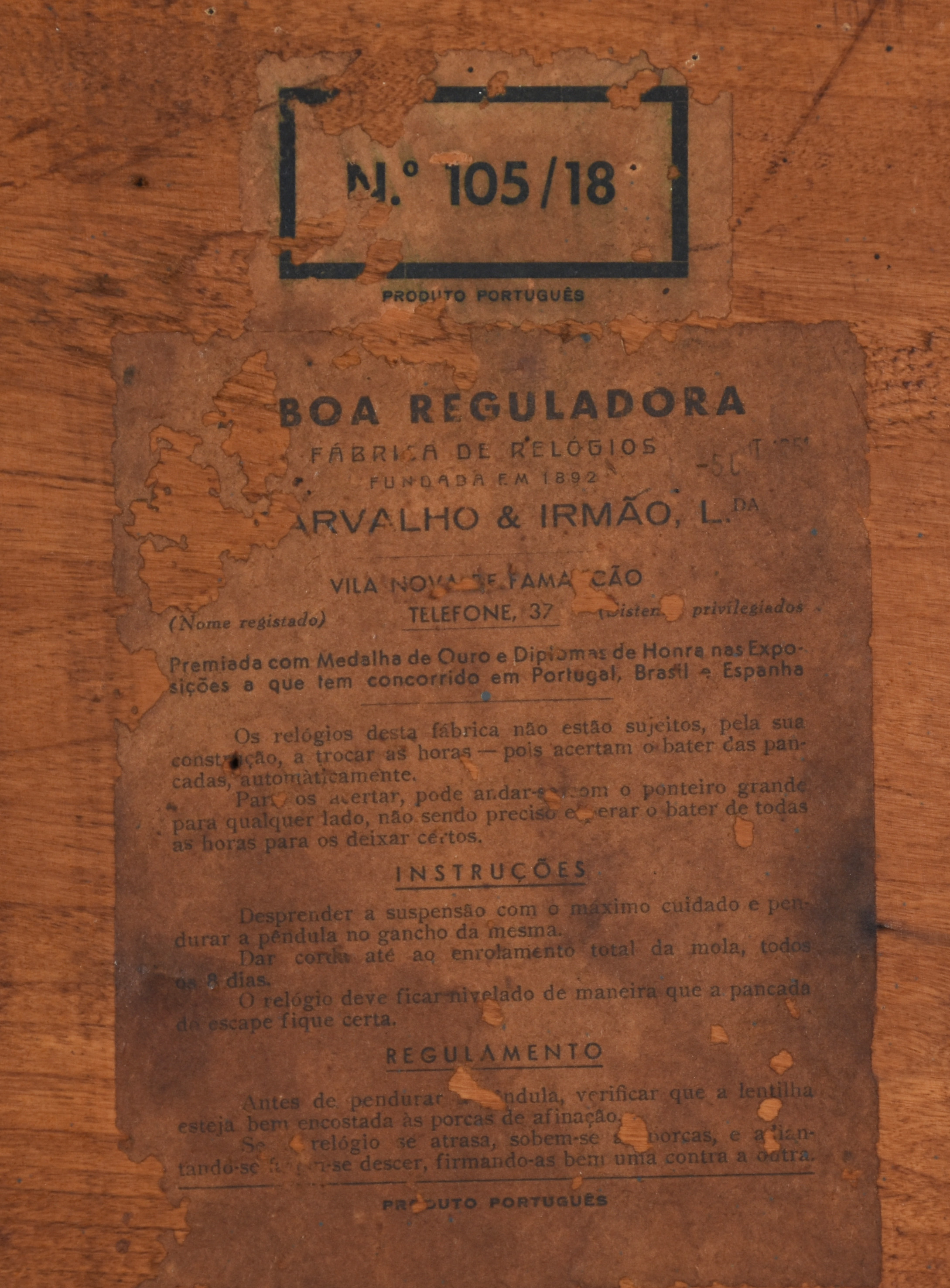 Relógio de parede " boa reguladora redondo caixa de madeira . - foto 5 de 5