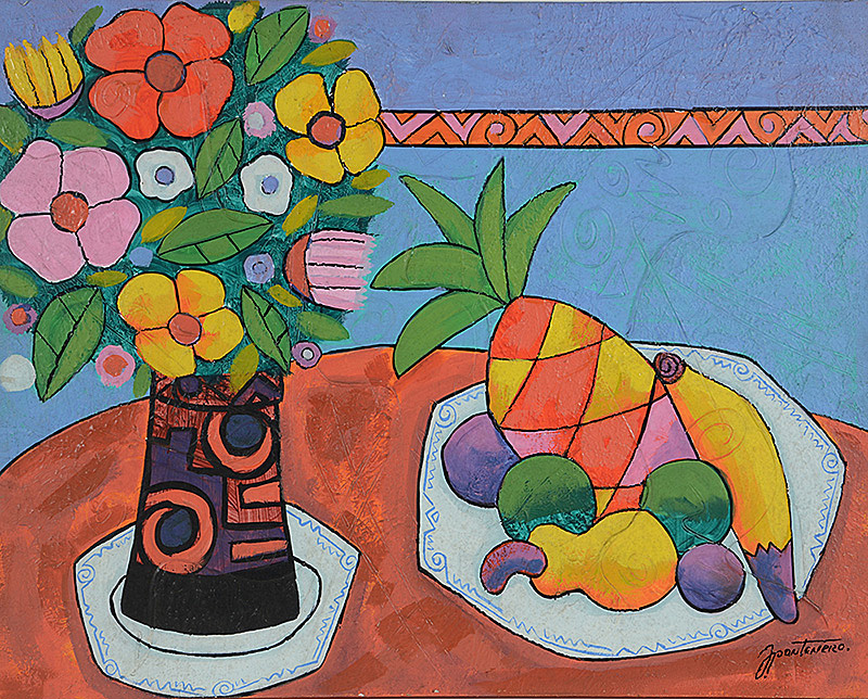 JOUBERT PANTANERO - Flores e frutas na mesa - ost - 55 x 70 - datado... - foto 2 de 4