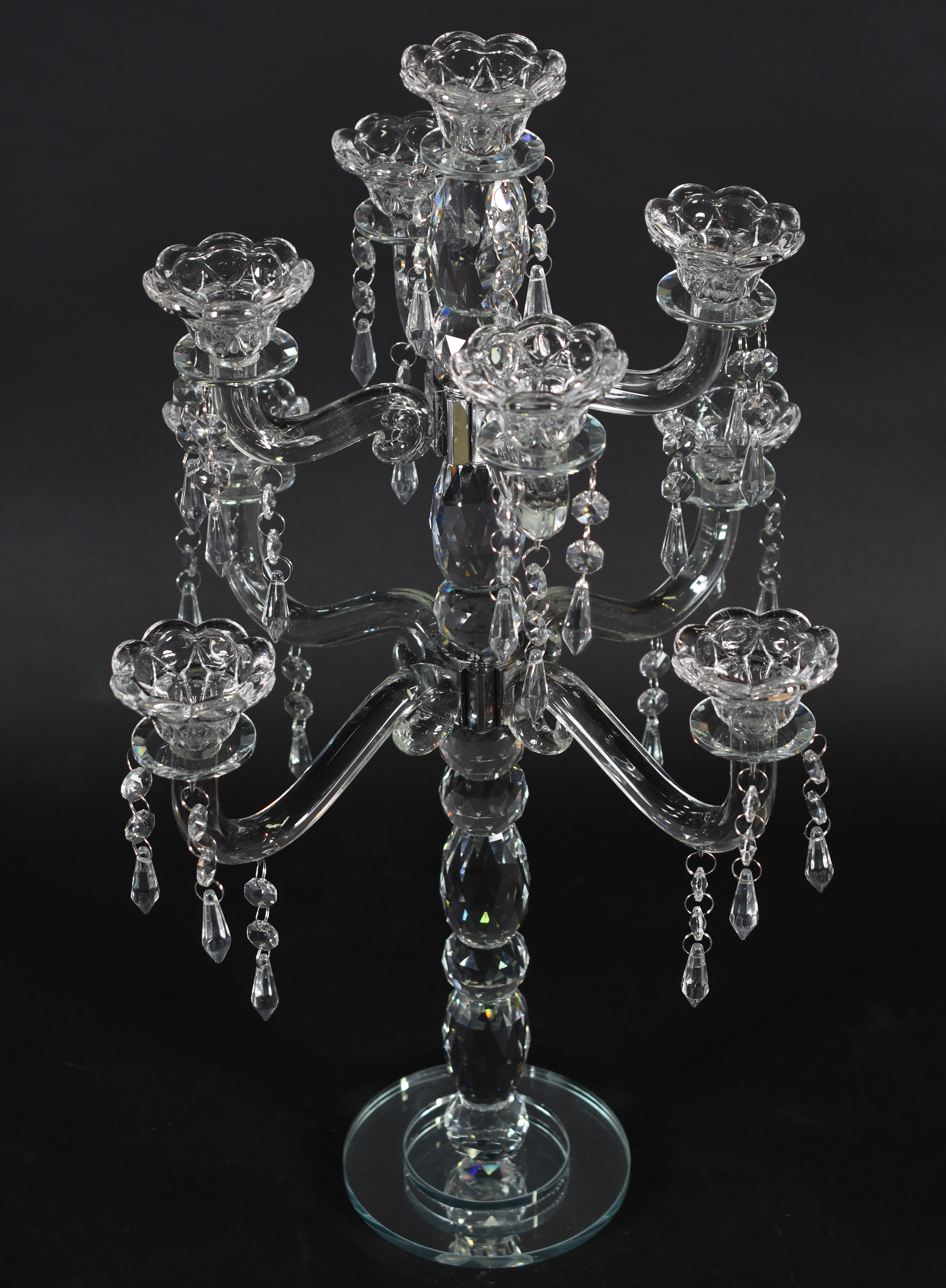 Candelabro para 9 velas de cristal com base espelhada . - foto 2 de 3