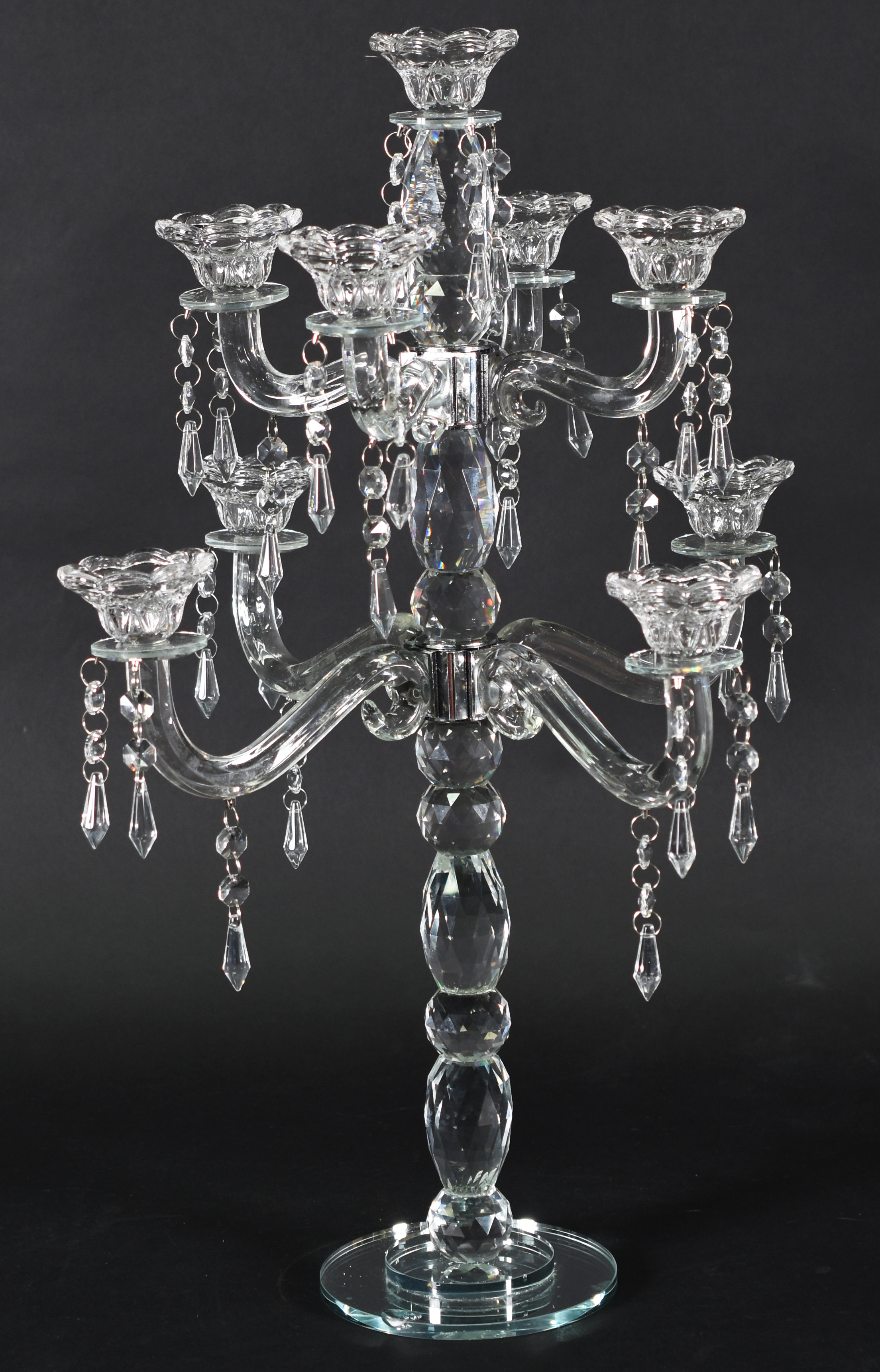 Candelabro para 9 velas de cristal ( base de espelho lascada e base... - foto 1 de 4