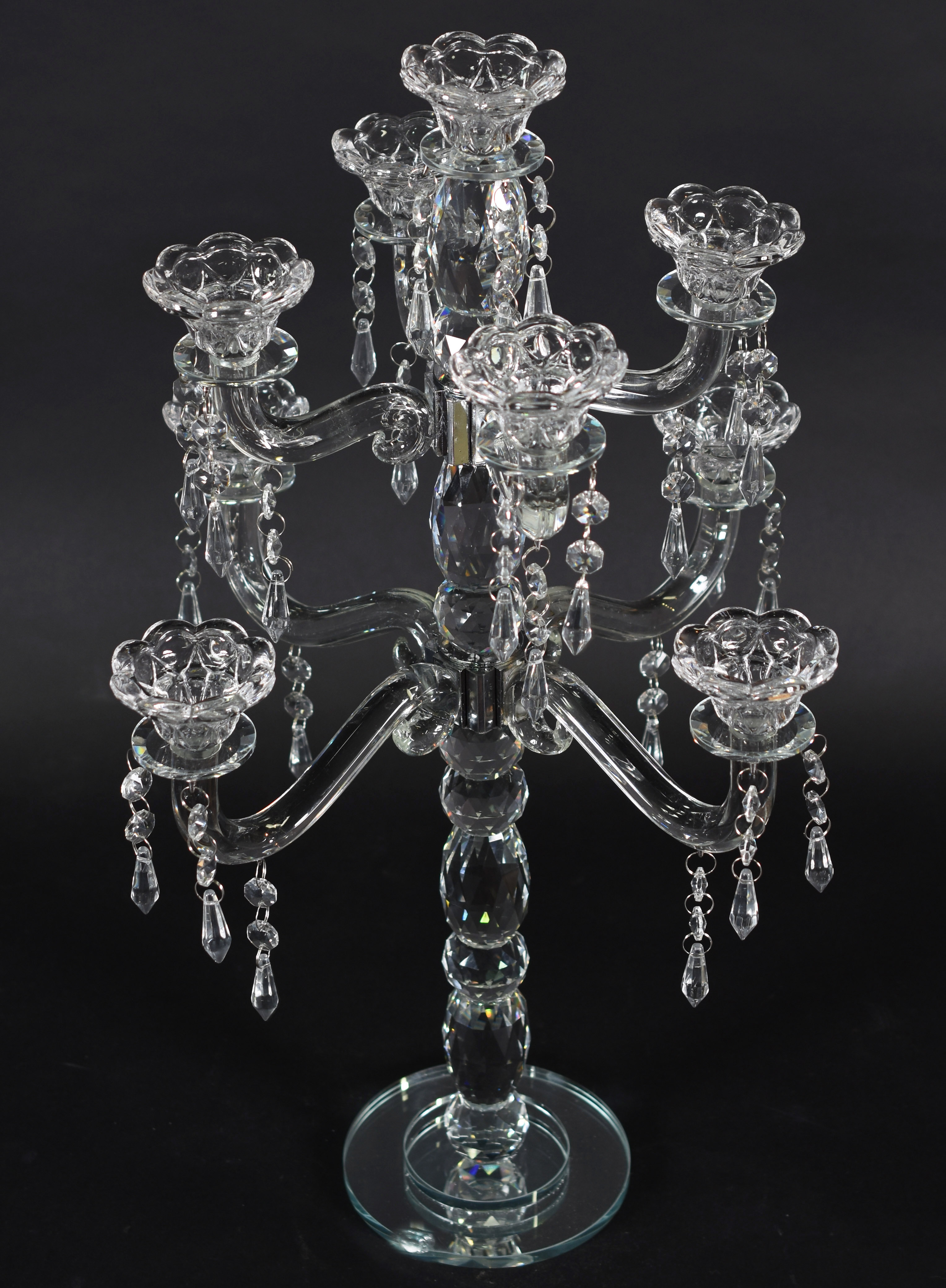 Candelabro para 9 velas de cristal ( base de espelho lascada e base... - foto 2 de 4