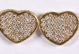 Par de brincos de ouro  tipo coração com 60 bri... - Par de brincos de ouro  tipo coração com 60 brilhantes ( Por questão de segurança a peça não se encontra na loja )