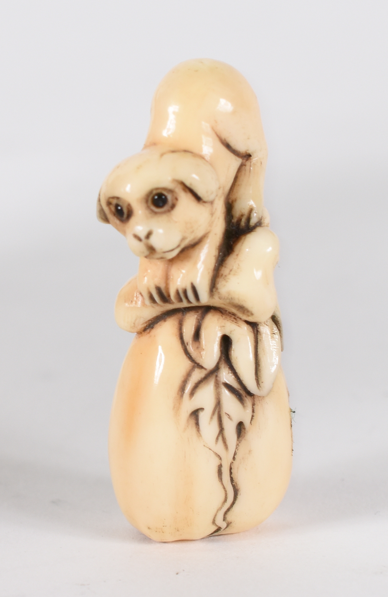 Netsuke de marfim assinado , representando cachorro. - foto 1 de 4