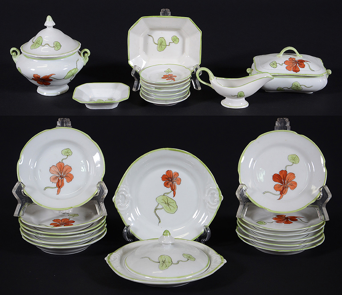 Miniatura - Serviço de jantar em porcelana na cor off white com borda...