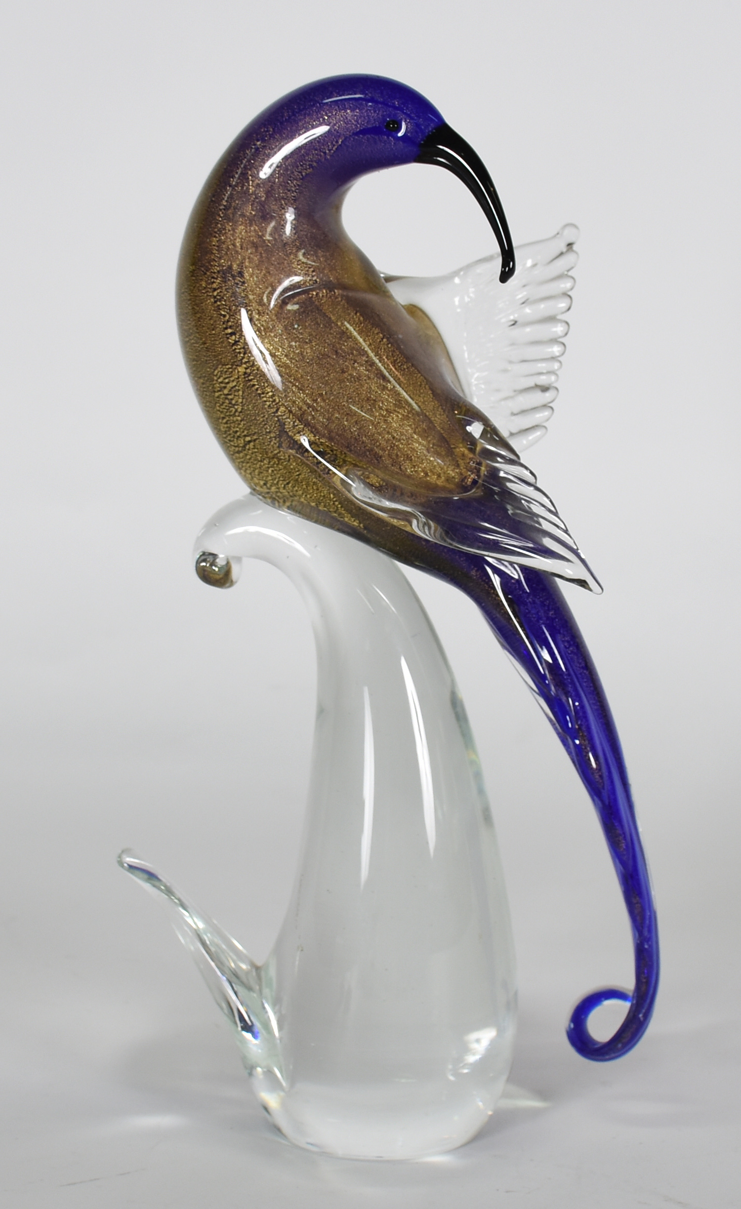 Murano " Beija flor " - escultura em vidro translúcido e roxo com... - foto 2 de 3
