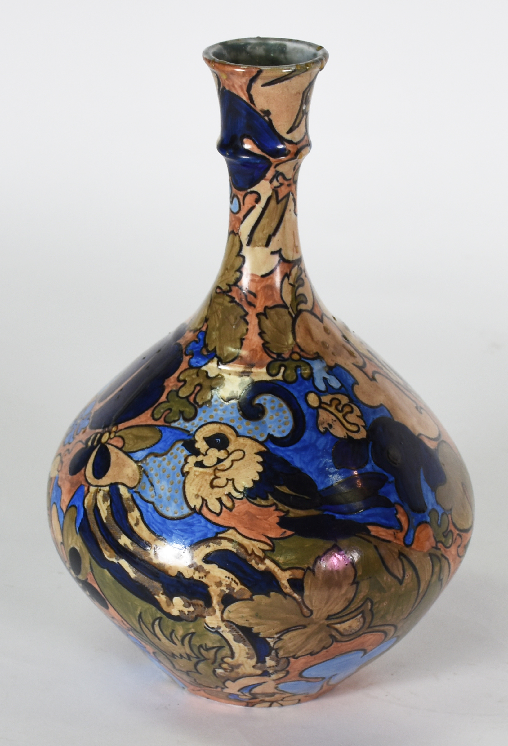 Vaso Art Nouveau - Raríssima faiança Amstel , decorada à mão com... - foto 2 de 3
