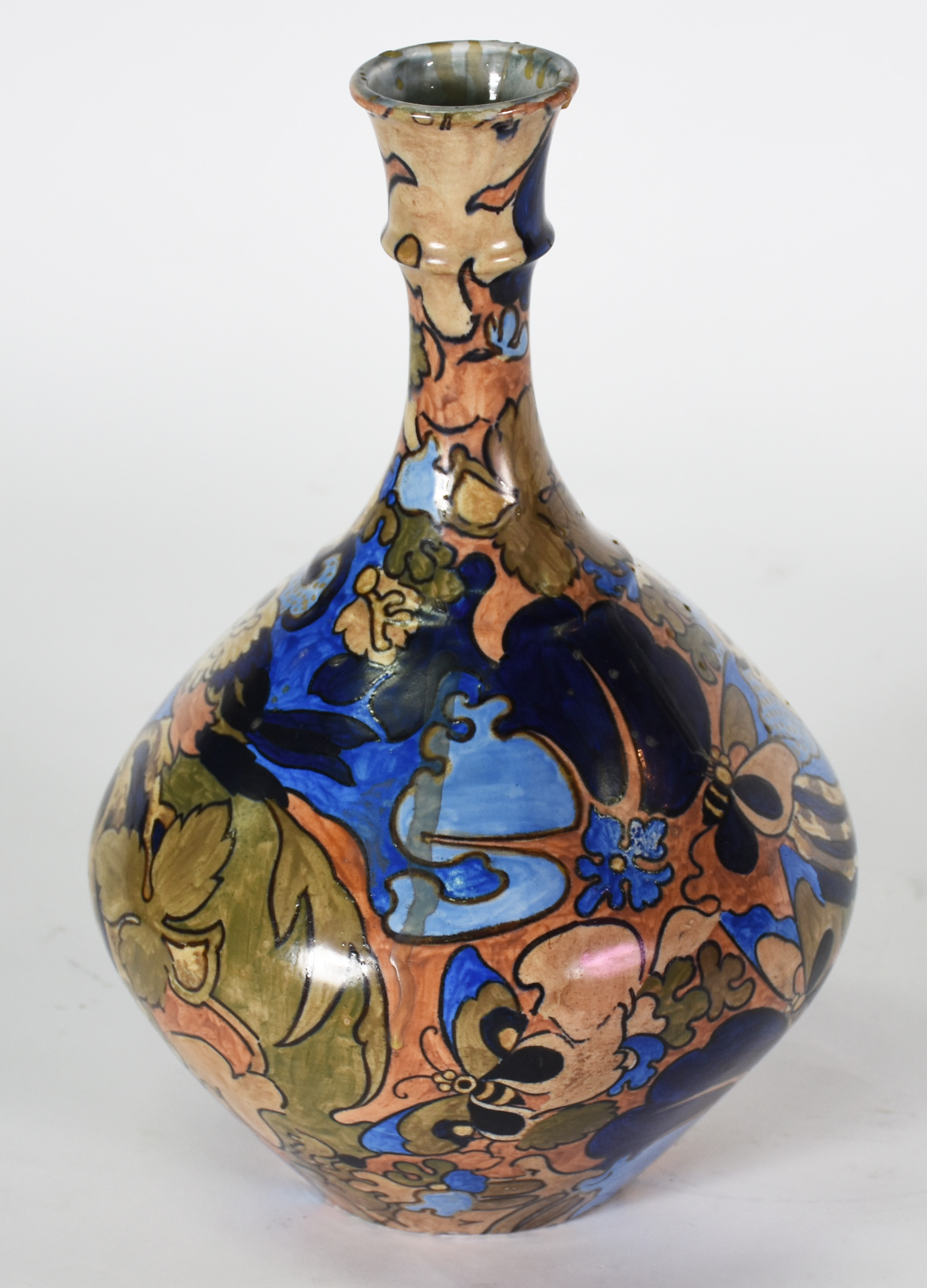 Vaso Art Nouveau - Raríssima faiança Amstel , decorada à mão com... - foto 1 de 3