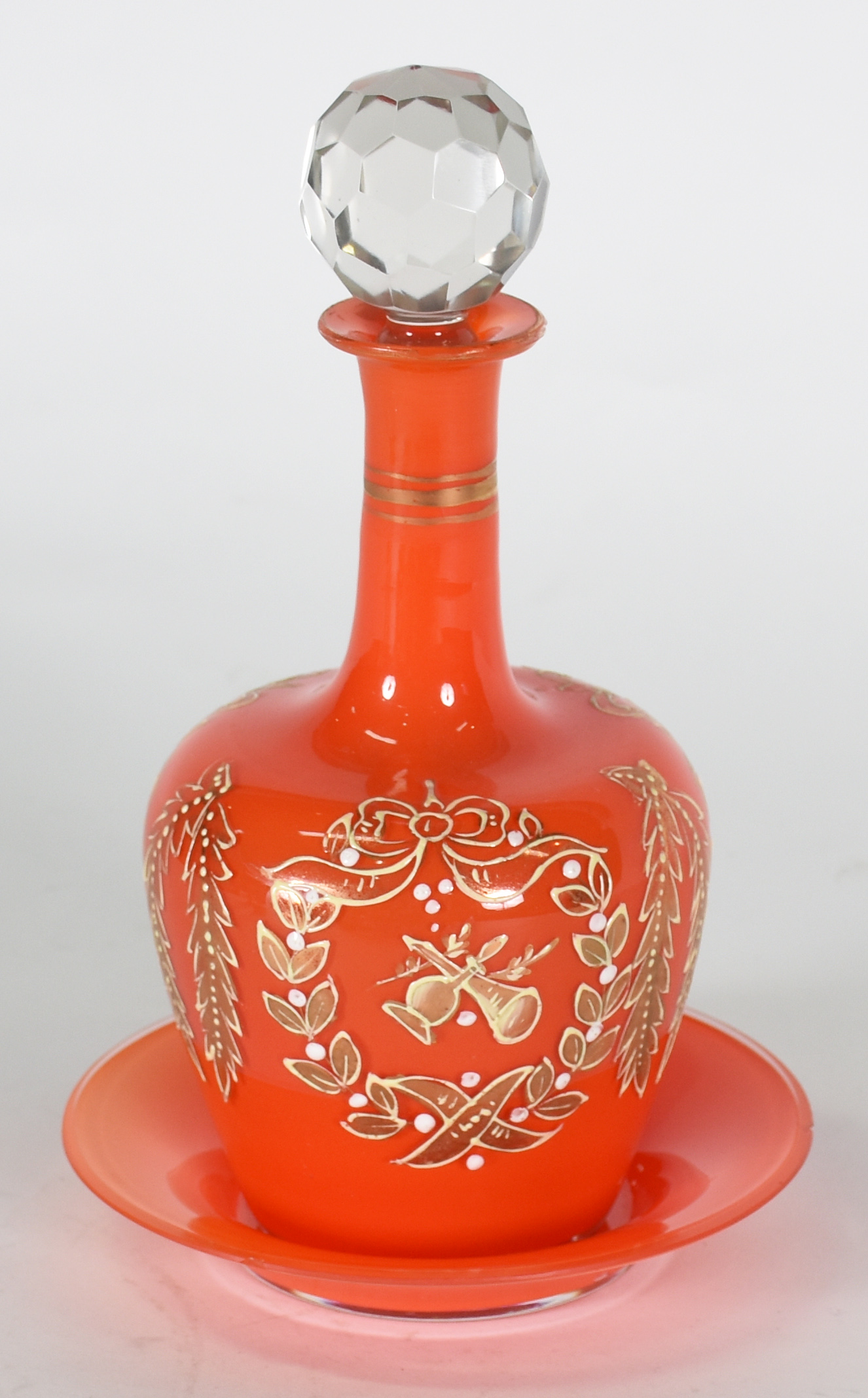 CARNIVAL GLASS - garrafa em vidro opalinado abóbora com decoração a... - foto 1 de 3