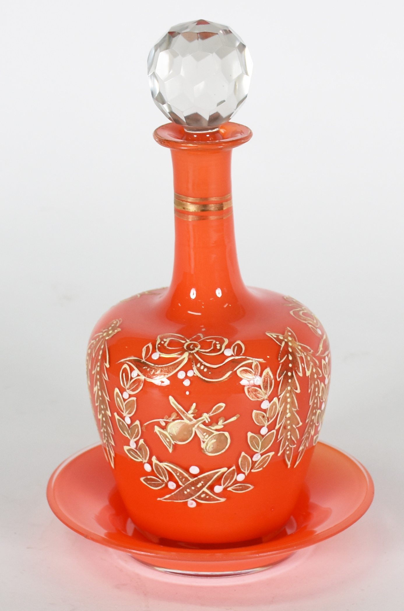 CARNIVAL GLASS - garrafa em vidro opalinado abóbora com decoração a... - foto 2 de 3