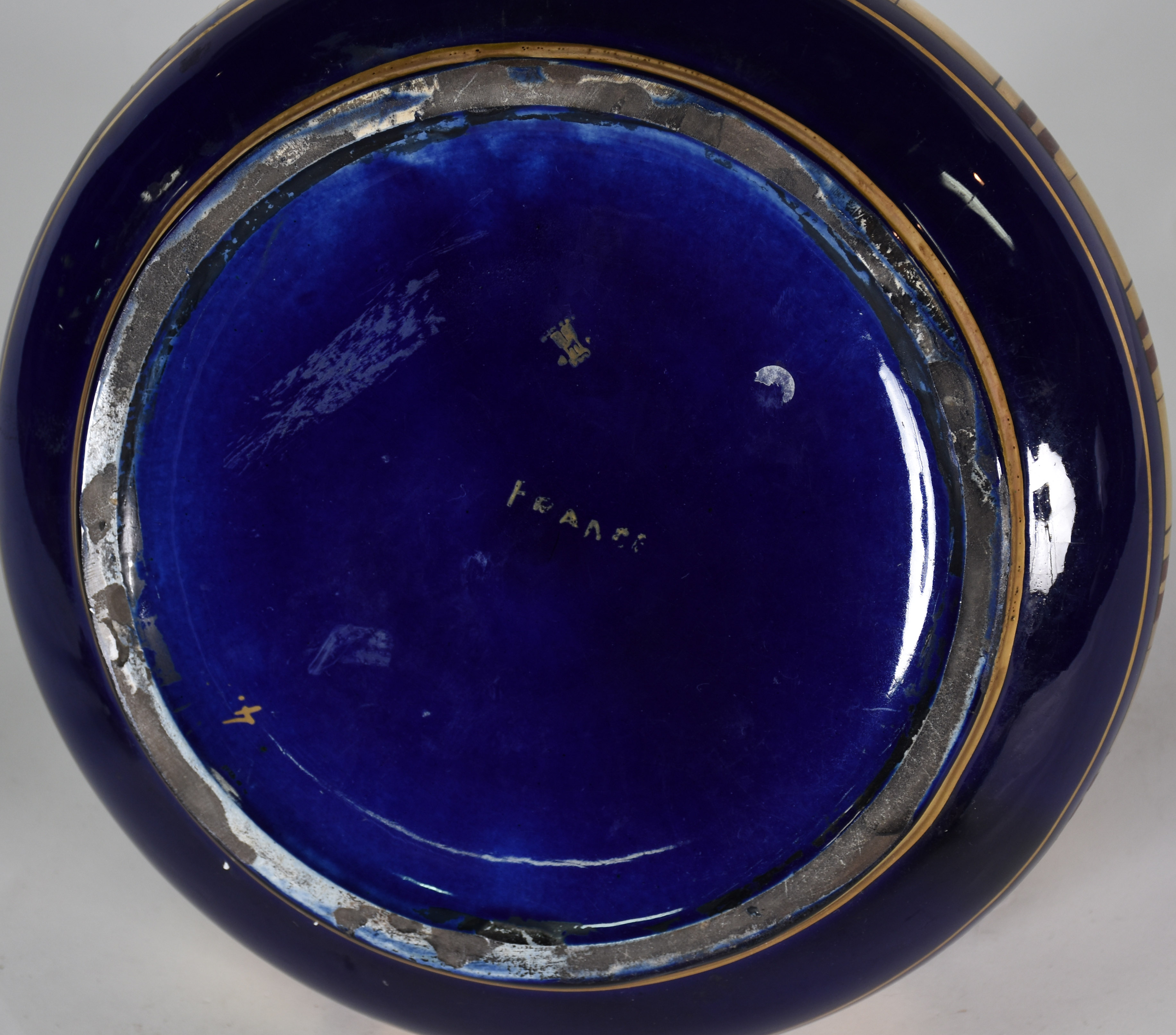 Vaso Art deco assinado . Vidro artístico nos tons de azul cobalto e... - foto 4 de 4