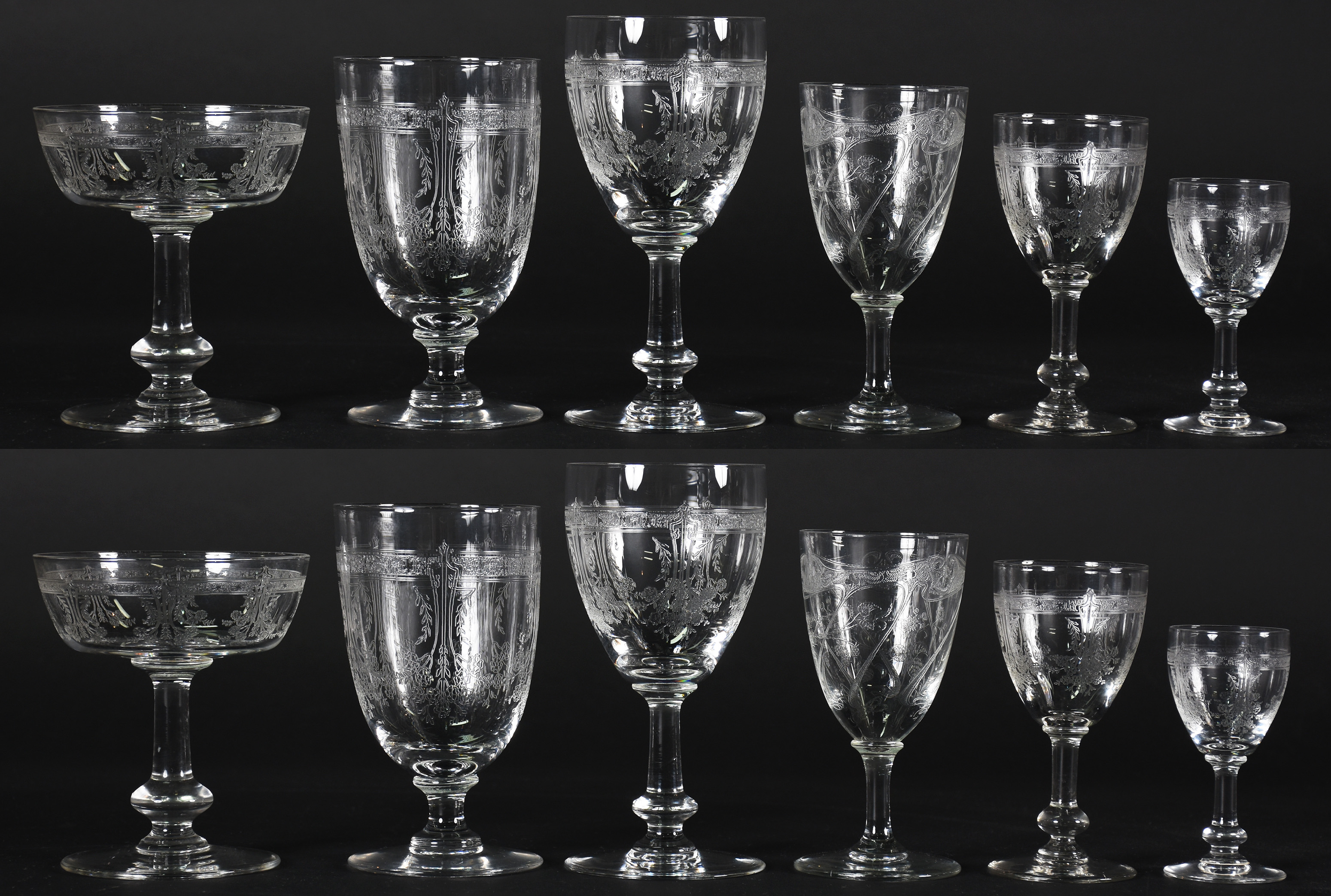 Serviço de cristal SAINT LOUIS lavrado, composto de 5 taças para... - foto 3 de 3