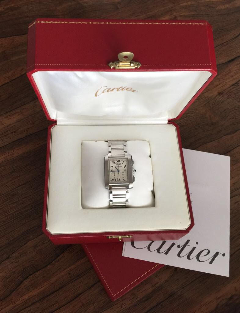 Relógio Cartier Tank , de aço com calendário e cronógrafo, no estojo... - foto 4 de 4