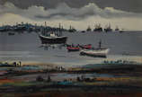 S. PINTO - Marinha com barcos - ose - 29 x 37 - S. PINTO - Marinha com barcos - ose - 29 x 37