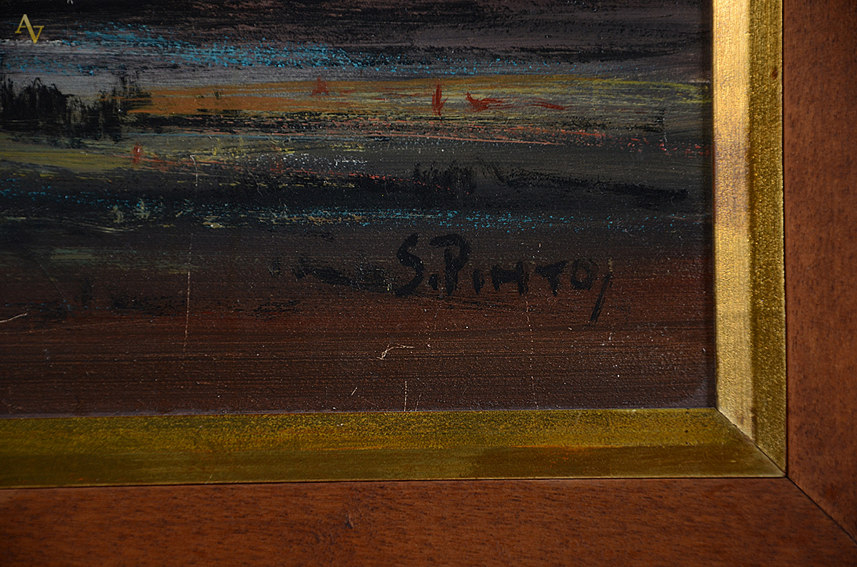 S. PINTO - Marinha com barcos - ose - 29 x 37 - foto 3 de 3