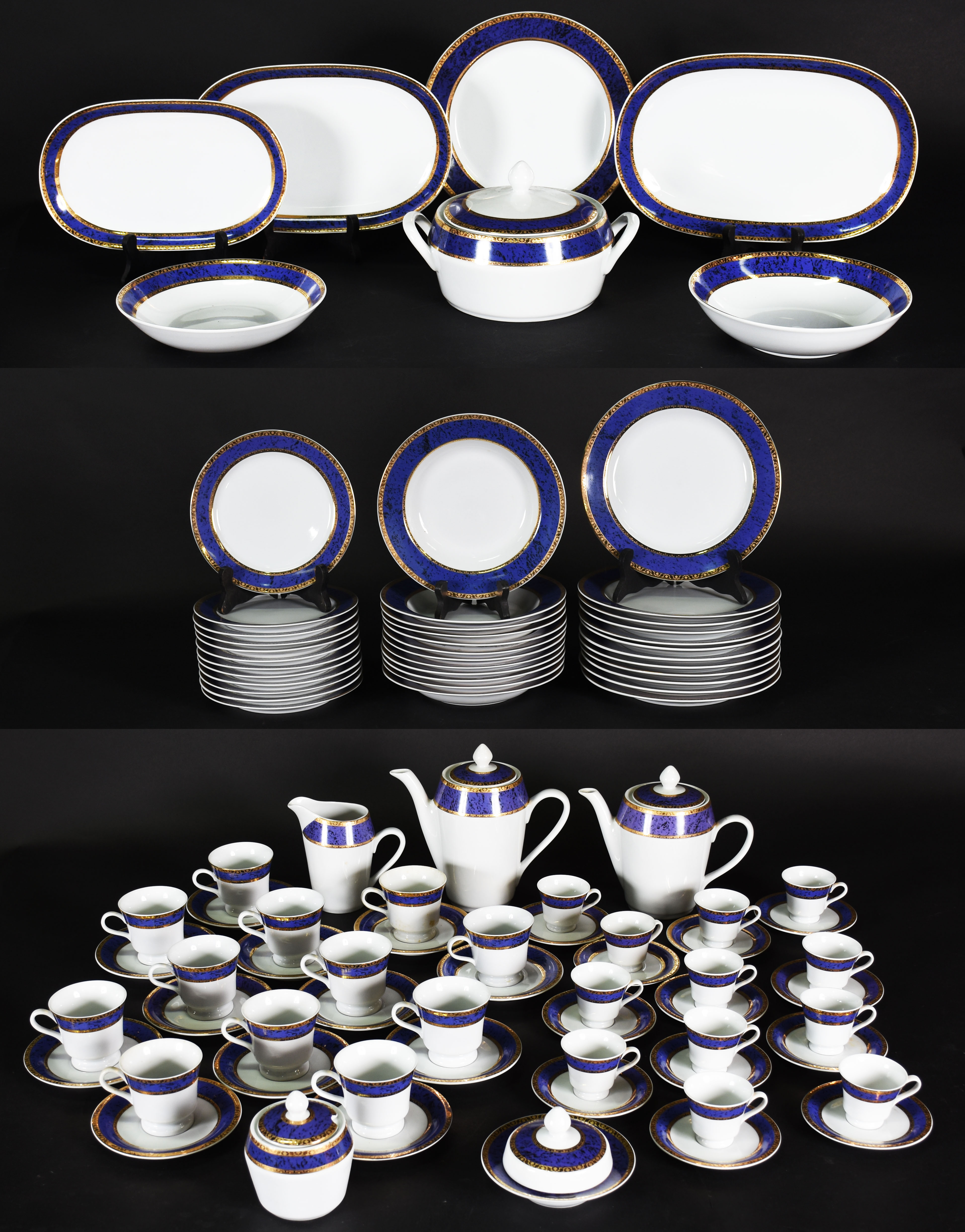 Aparelho de jantar , chá e café de porcelana Germer com borda azul... - foto 1 de 3