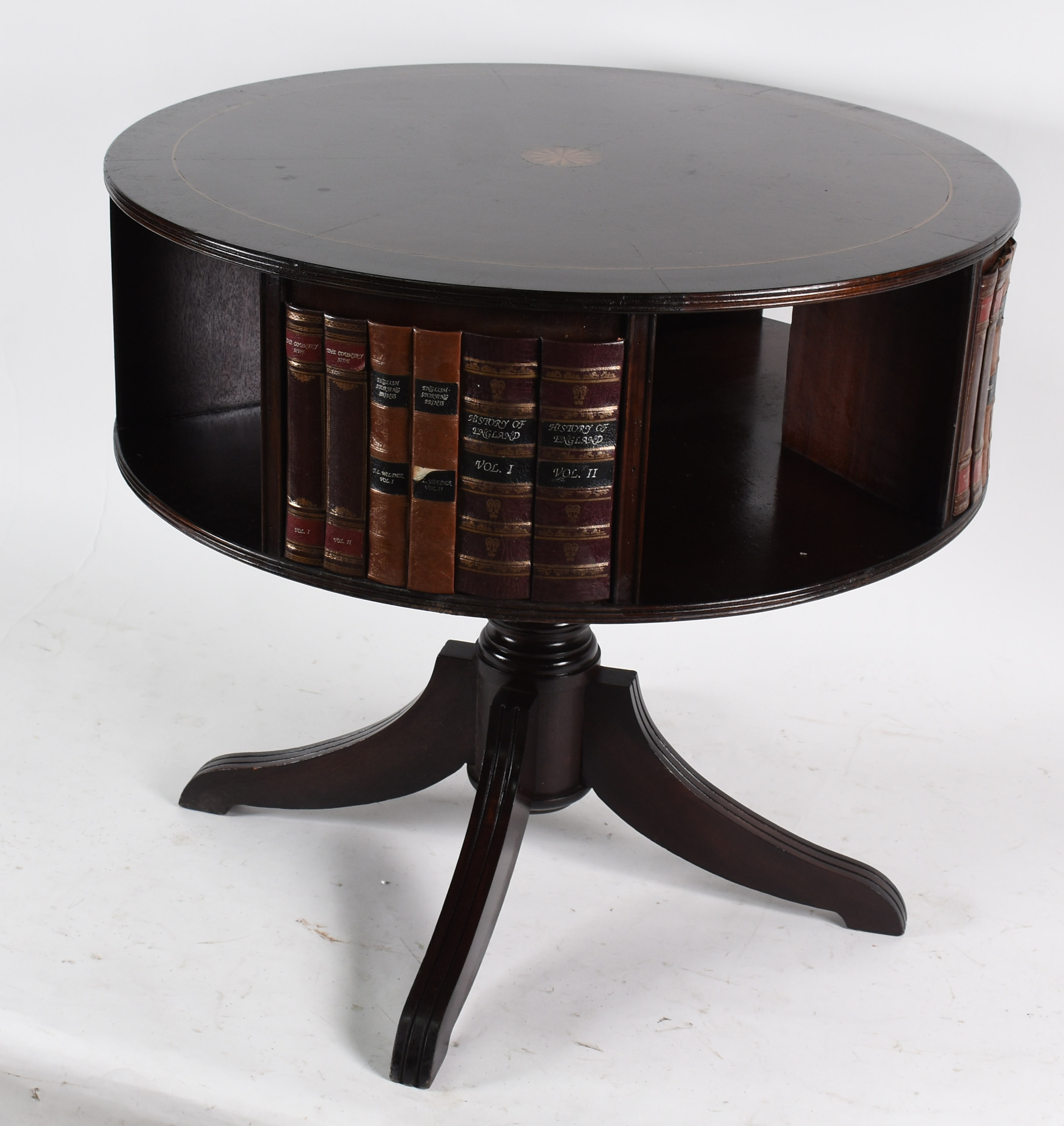 Mesa redonda giratória de madeira nobre, (book table) decorada com... - foto 4 de 4